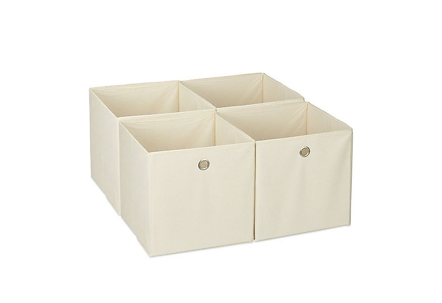 relaxdays Aufbewahrungsbox im 4er Set, Beige günstig online kaufen