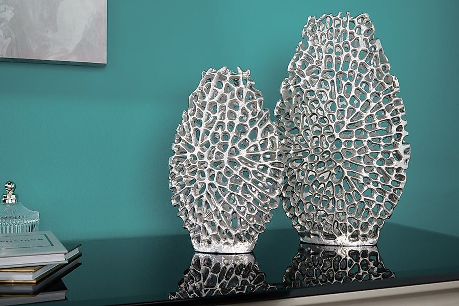 riess-ambiente Dekovase ABSTRACT LEAF 40cm silber (Set, 2 St), Wohnzimmer · günstig online kaufen