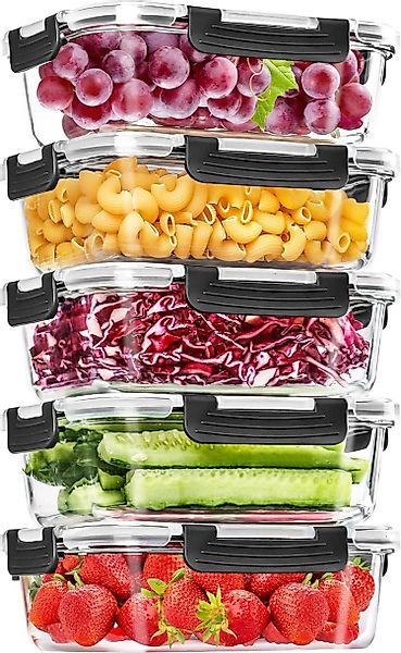 LuxusKollektion Aufbewahrungsbox Glas-Frischhaltedosen Set 10-teilig lebens günstig online kaufen