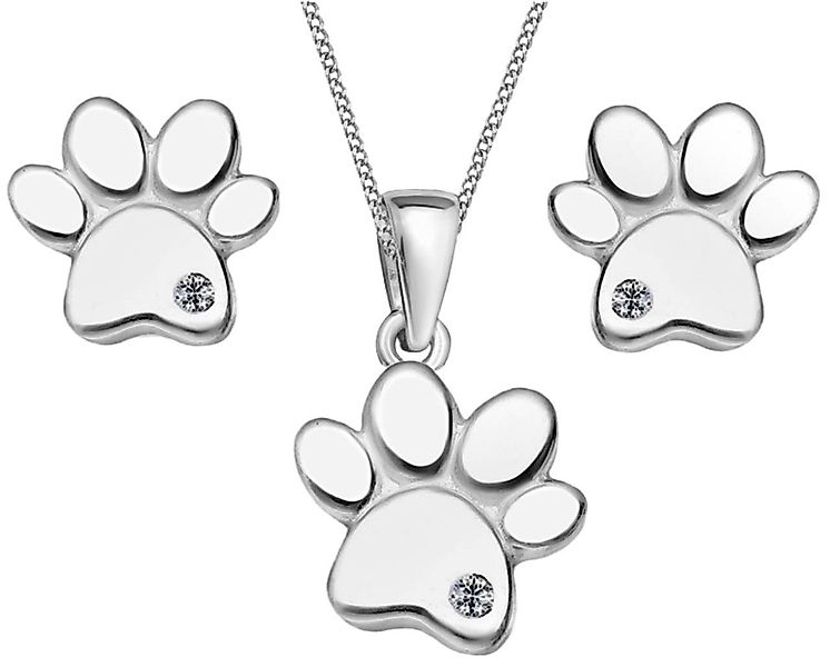 Goldene Hufeisen Schmuckset Pfoten Pfötchen Set Anhänger Halskette Ohrsteck günstig online kaufen