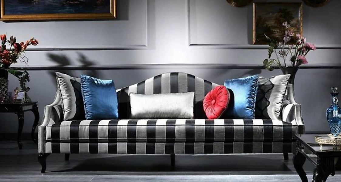 Casa Padrino Sofa Luxus Barock Sofa Silber / Schwarz 245 x 92 x H. 93 cm - günstig online kaufen