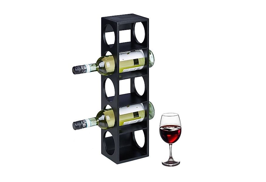 relaxdays Weinregal Bambus Weinregal in Schwarz günstig online kaufen