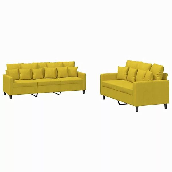 vidaXL Sofa 2-tlg. Sofagarnitur mit Kissen Gelb Samt günstig online kaufen