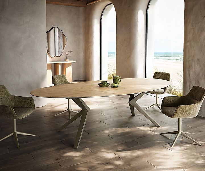 Esstisch Edge Oval 280x130 Keramik Laminam® Sabbia Eichefarbig Zenthara kan günstig online kaufen