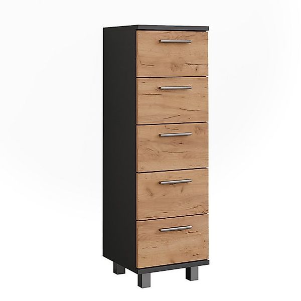 Vicco Midischrank Ilias, Anthrazit/Goldkraft Eiche, 30.2 x 95 cm günstig online kaufen