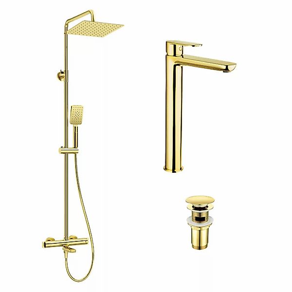 Duschsystem mit Waschbeckenarmatur in gold DEANTE-30 günstig online kaufen