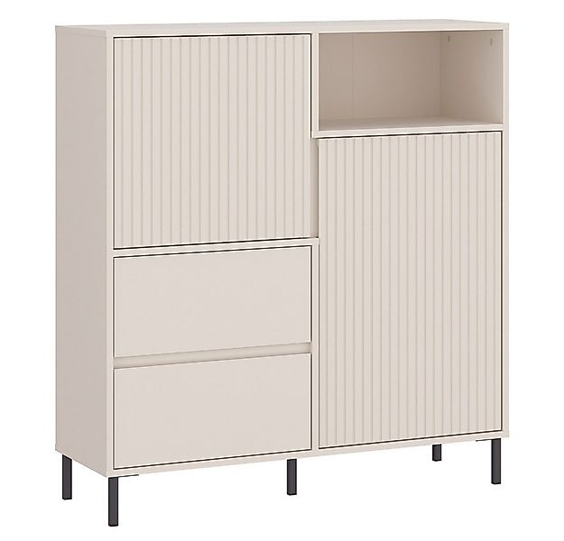 Lomadox Highboard AMELIA-129, Regal 105,4 cm Kaschmir mit Rillen 2 Türen 2 günstig online kaufen