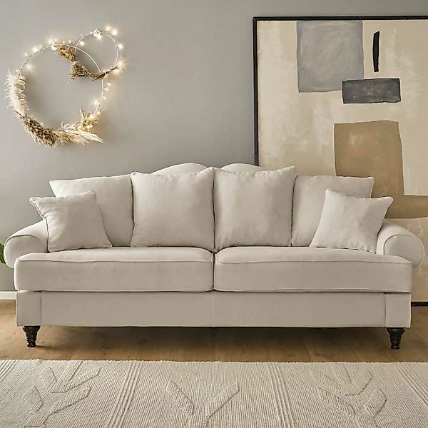 Sofa Vintage Beige im Landhausstil 230 cm breit - 100 cm tief günstig online kaufen