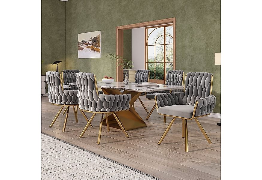 Flieks Esszimmerstuhl (Set, 6 St), 6er Set Polsterstühle mit Armlehnen Wohn günstig online kaufen