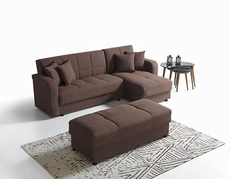 JVmoebel Ecksofa Luxus Wohnzimmer Set Hocker+ Ecksofa L-Form Modern Set Rel günstig online kaufen