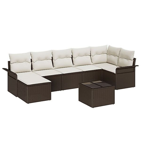 vidaXL Loungesofa 7-teiliges Garten-Sofa-Set mit Kissen in Grau Poly Rattan günstig online kaufen