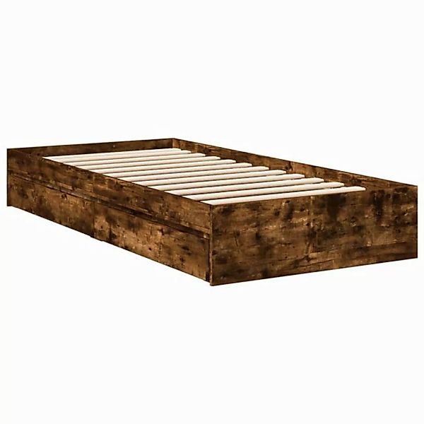 vidaXL Bett, Bettgestell mit Schubladen Räuchereiche 75x190 cm Holzwerkstof günstig online kaufen