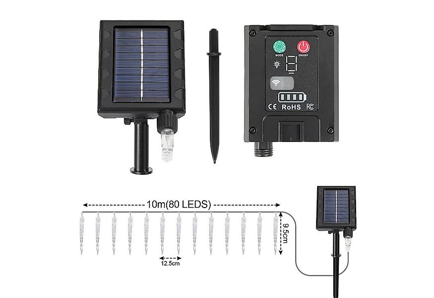 Clanmacy LED-Lichterkette 10 m 80 LED Eiszapfen Solar für Innen- und Außenb günstig online kaufen