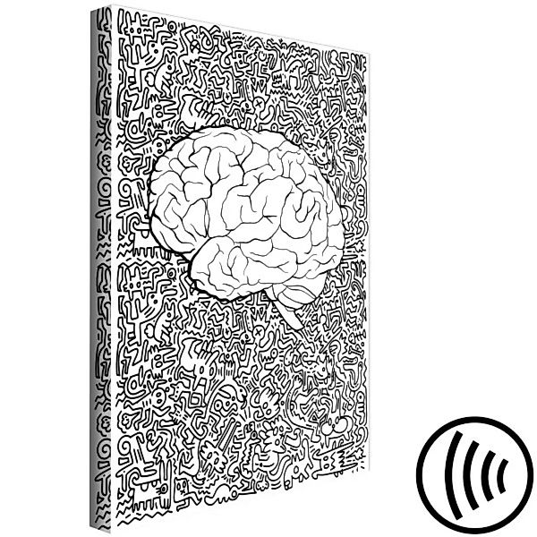 Bild auf Leinwand Anatomische Gehirn-Konturen - abstrakte Zeichnung in Schw günstig online kaufen