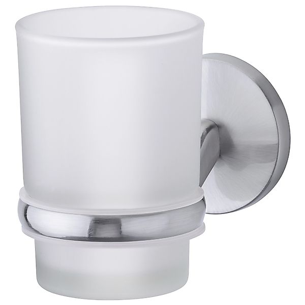 Fackelmann Glas mit Halter Fusion Edelstahloptik günstig online kaufen