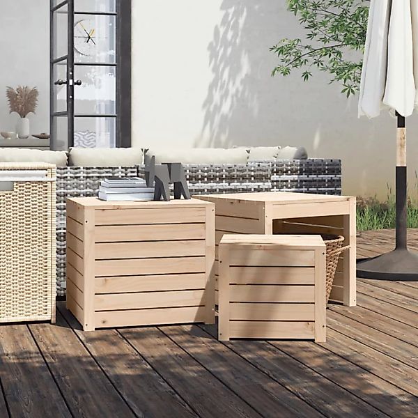 Vidaxl 3-tlg. Gartenbox-set Massivholz Kiefer günstig online kaufen