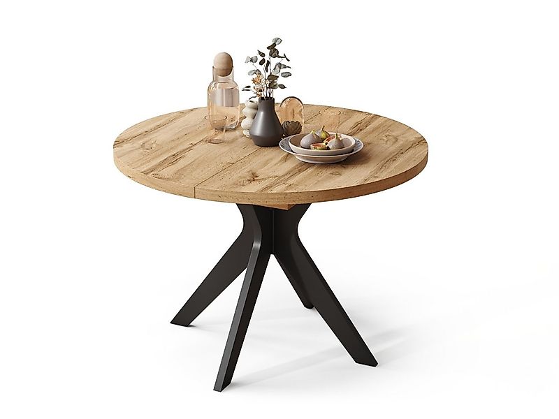 designimpex Esstisch Design Esstisch Renzo ausziehbar 110 bis 180 cm rund E günstig online kaufen