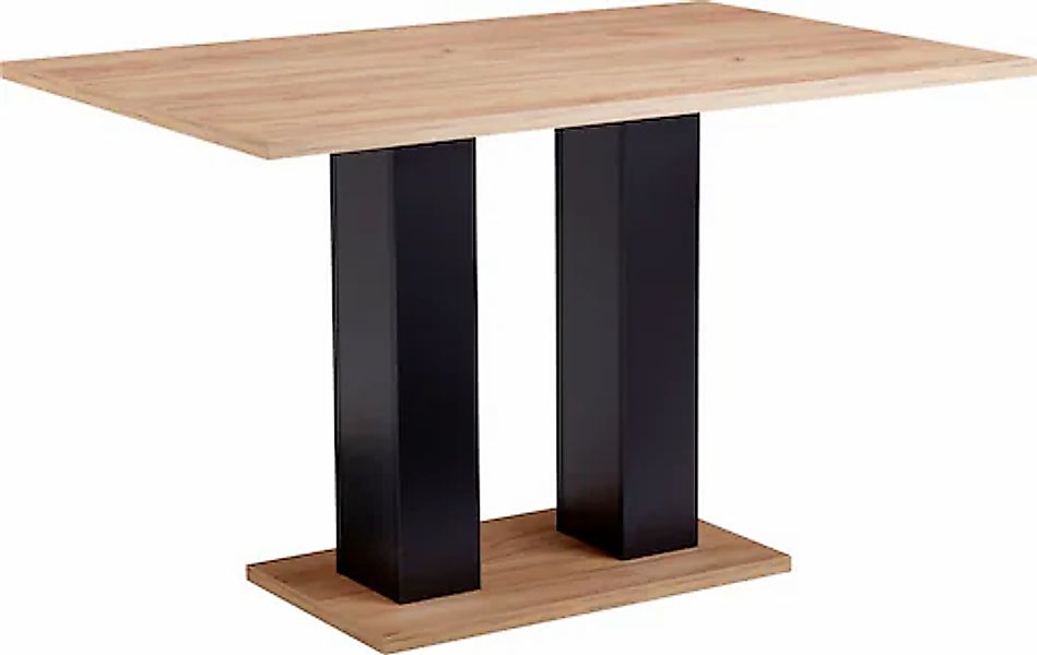 massivline&more Esstisch »Martina«, massives Säulengestell in schwarz dekor günstig online kaufen
