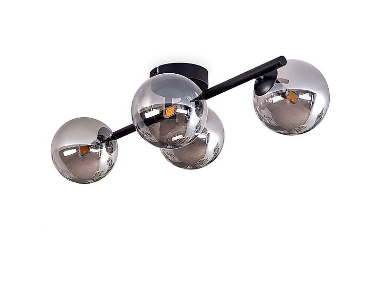 hofstein Deckenleuchte Deckenlampe aus Metall/Glas in Schwarz/Rauchfarben, günstig online kaufen