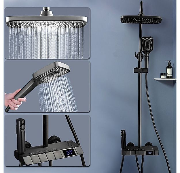 XERSEK Brausegarnitur Duschsystem mit Armatur 4-Funktions-Badezimmer-Duschs günstig online kaufen