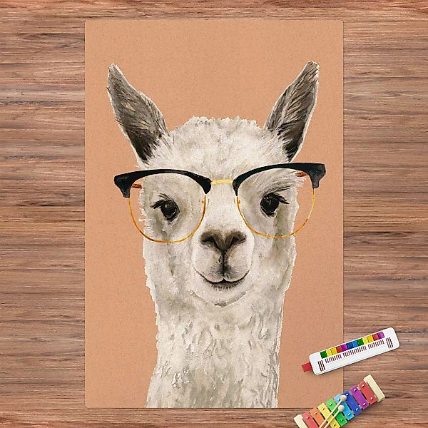 Kork-Teppich Hippes Lama mit Brille I günstig online kaufen