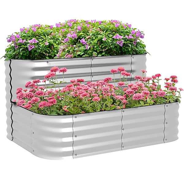 Outsunny Garten-Bett Verzinktes Blechs Silber 120L x 90B x 30H cm günstig online kaufen