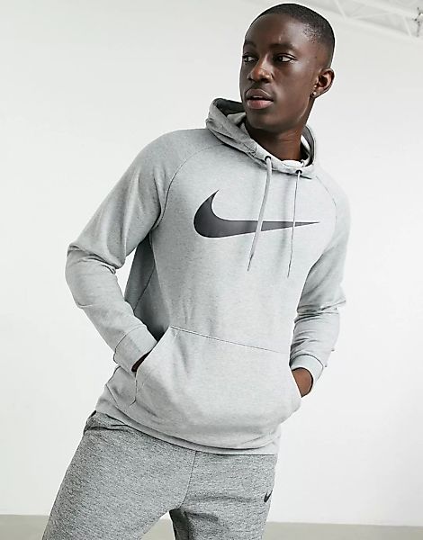 Nike Training – Grauer Kapuzenpullover mit Swoosh-Logo günstig online kaufen