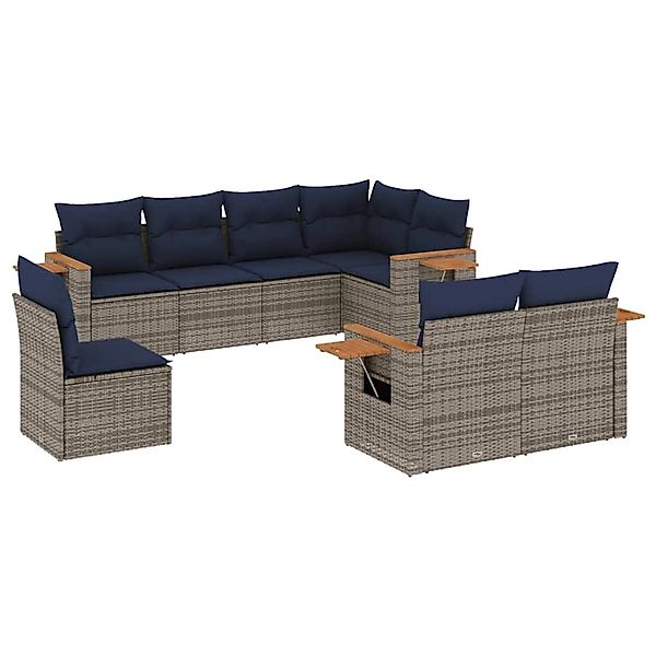 vidaXL 8-Tlg Garten-Sofagarnitur mit Kissen Grau Poly Rattan 3227006 günstig online kaufen