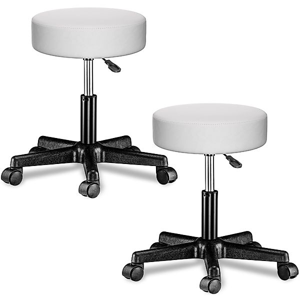 Rollhocker Kunstleder 2er-Set Weiß 360° drehbar günstig online kaufen