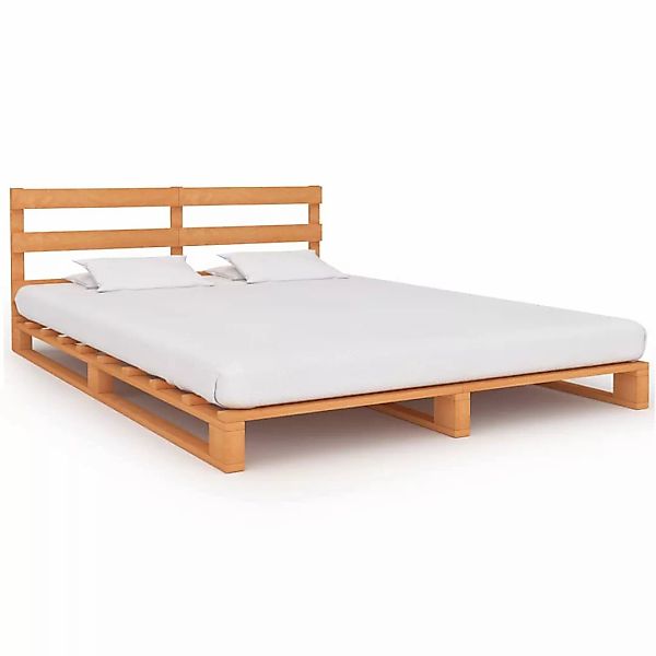 Palettenbett Braun Massivholz Kiefer 160×200 Cm günstig online kaufen