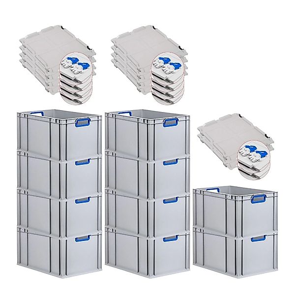 PROREGAL Spar Set 10x Eurobox Nextgen Color Mit Scharnierdeckel & Schiebesc günstig online kaufen
