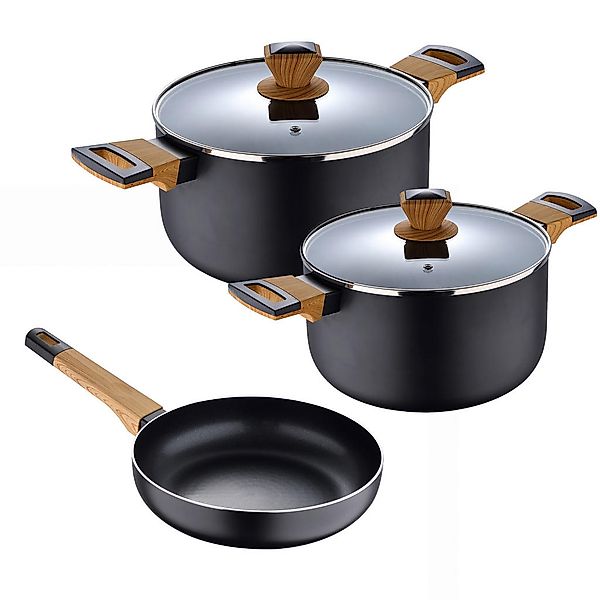 BERGNER Kochgeschirrset EARTH BLACK schwarz Aluminium 5 tlg. günstig online kaufen