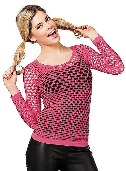 Metamorph T-Shirt Netzshirt pink Breitmaschiges Netzshirt mit langen Ärmeln günstig online kaufen