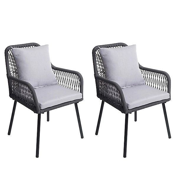 MCW Gartenstuhl O12 2er-Set Sitz-/Rückenpolster Aluminium Anthrazit Bezug G günstig online kaufen