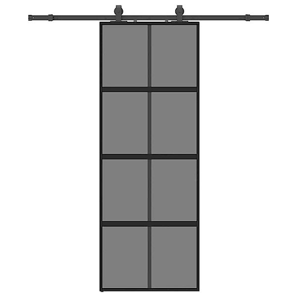 vidaXL Schiebetür mit Beschlag Schwarz 76x205 cm Hartglas 3375835 günstig online kaufen