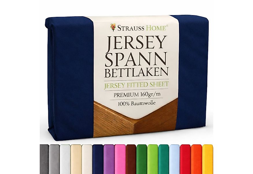Strauss Home Spannbettlaken Premium 160 g/m² Gekämmte Baumwolle Jersey in H günstig online kaufen