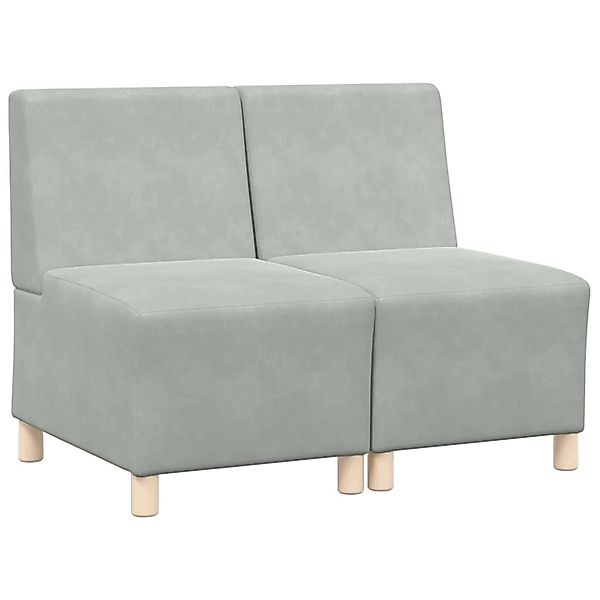 vidaXL Modulares Sofa ohne Armlehnen 2 Stk Hellgrau 55 x 74 x 82 cm Samt 33 günstig online kaufen