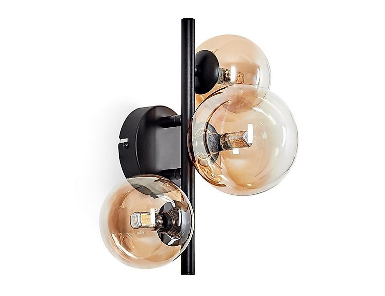 hofstein Wandleuchte Wandlampe aus Metall/Glas in Schwarz/Bernstein/Klar, o günstig online kaufen