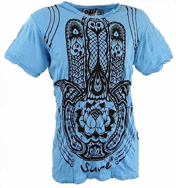 Guru-Shop T-Shirt Sure Herren T-Shirt Fatimas Hand - hellblau Goa Style, Fe günstig online kaufen