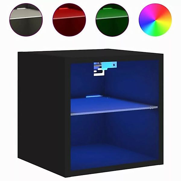 vidaXL Hängeschrank Wandschränke mit LED Leuchten 2 Stk Schwarz 30x28,5x30 günstig online kaufen