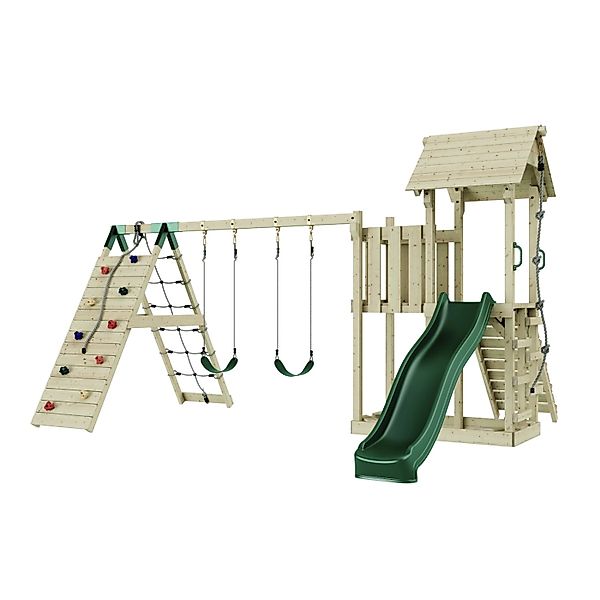 OutdoorToys Spielturm Roskilde mit Kinderschaukel Dunkelgrün günstig online kaufen