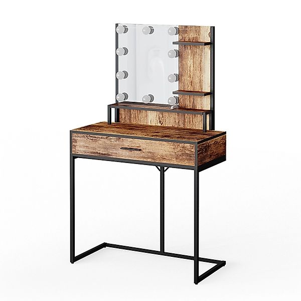 Vicco Schminktisch Fyrk, Eiche rustikal/Schwarz, 80 günstig online kaufen