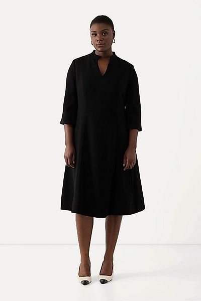 Ulla Popken Jerseykleid Midikleid Stehkragen V-Ausschnitt günstig online kaufen