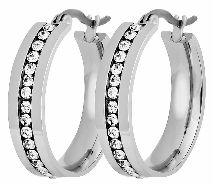 Adelia´s Paar Creolen "Damen Ohrringe – Creole aus Edelstahl mit Strass" Ei günstig online kaufen