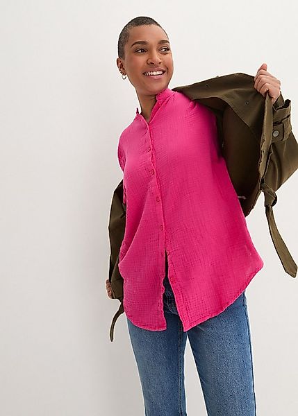 bonprix Langarmbluse Oversize-Passform, mit Seitenschlitzen, aus Musselin günstig online kaufen