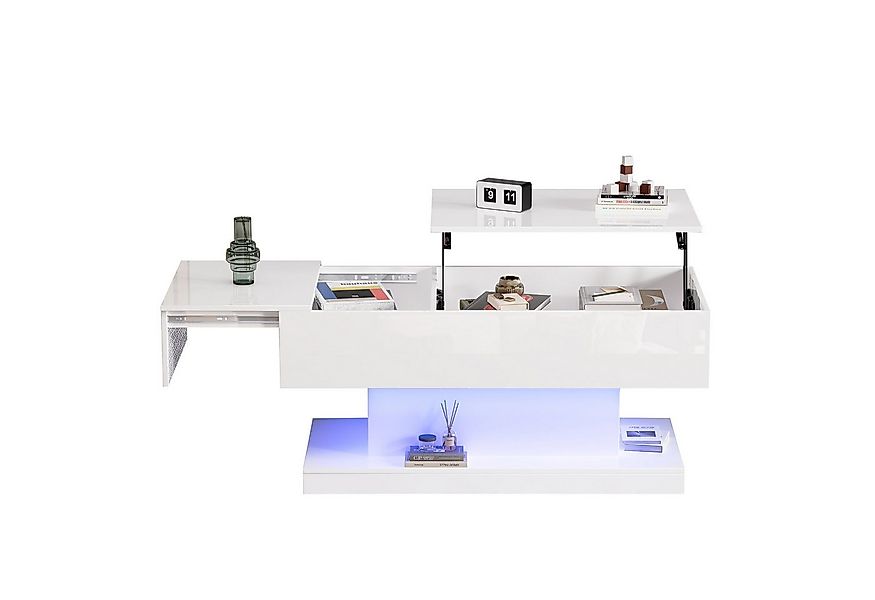 Merax Couchtisch (100x50x45 cm), hochglanz mit hydraulischer Lift und Staur günstig online kaufen