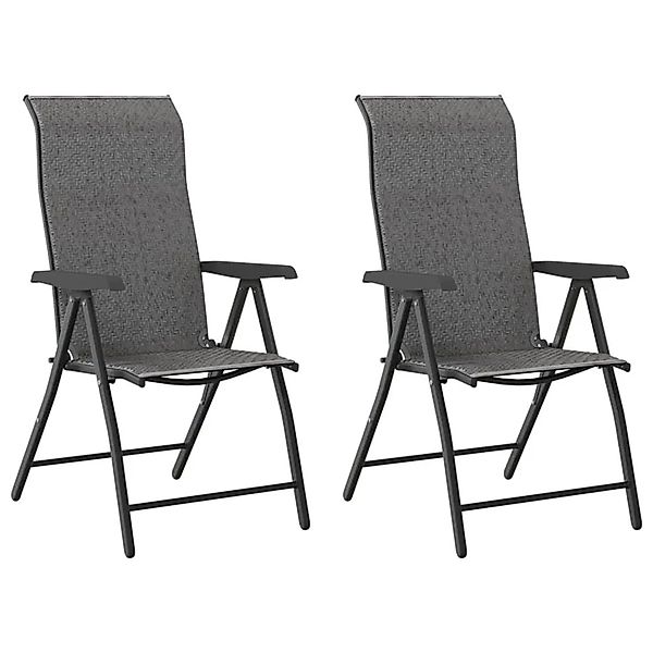 vidaXL Gartenstühle 2 Stk Klappbar Grau Poly Rattan 4007140 günstig online kaufen