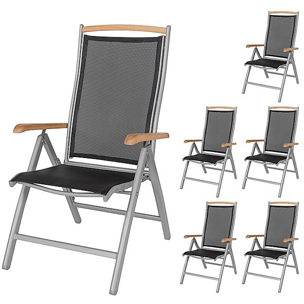 ib style Gartenstuhl 6er Set Diplomat Klappstuhl aus Aluminium und Teakholz günstig online kaufen