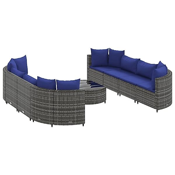 vidaXL 9-tlg Garten-Sofagarnitur mit Kissen Grau Poly Rattan Modell 143 günstig online kaufen