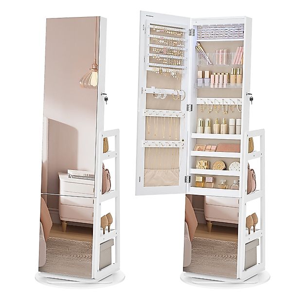 SONGMICS Schmuckschrank 360° drehbar, 4 Ablagen günstig online kaufen